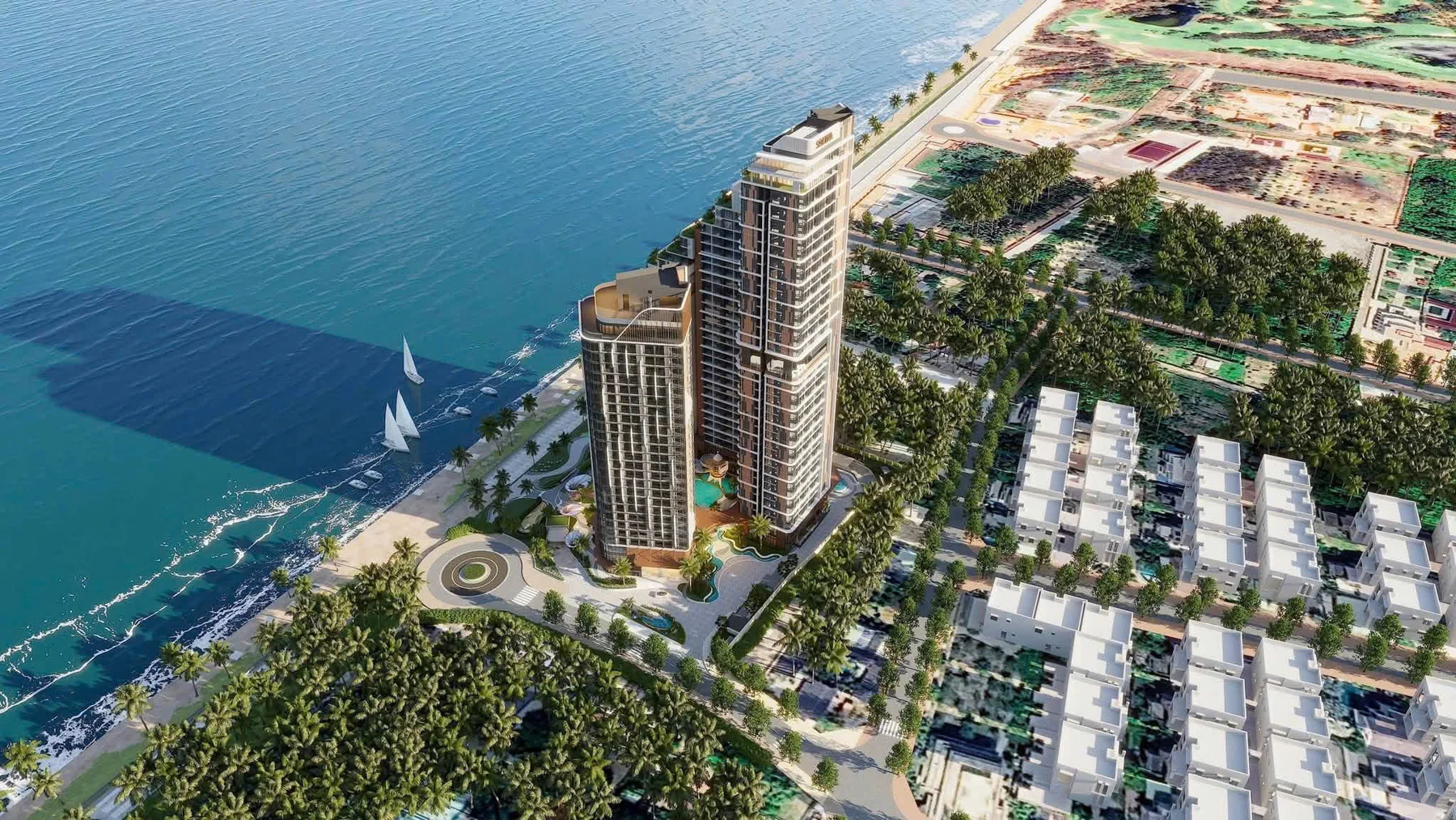 Phối cảnh Solina với kiến trúc giật cấp bên bờ biển Thủy Tiên